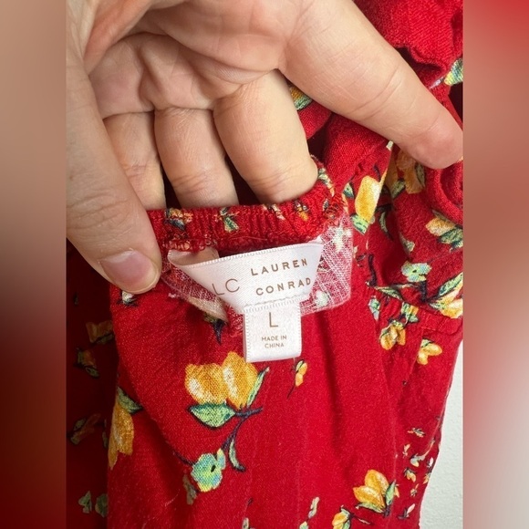 LC Lauren Conrad Red Floral and Lemon Tunic/Mini Dress - Picture 5 of 5